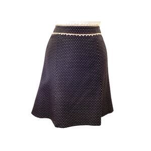 Nanette Lepore Y2K Secretary Black Ivory Polka Dot Aline Lace Wool Work Skirt 6